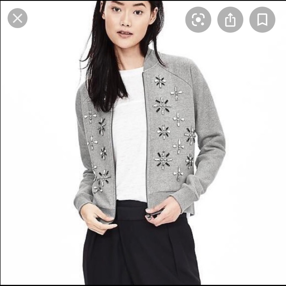 Banana Republic Embellished Knit Bomber Jacket